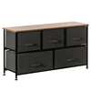 Basicwise Charcoal Gray Five Fabric Storage Drawer Unit, Wooden Top Dresser Tower, 2 Sizes Bins QI004114.GY
